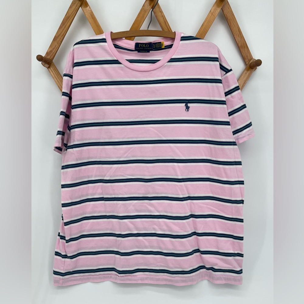 ⭐️Ralph Lauren Pink and Navy Striped Tee